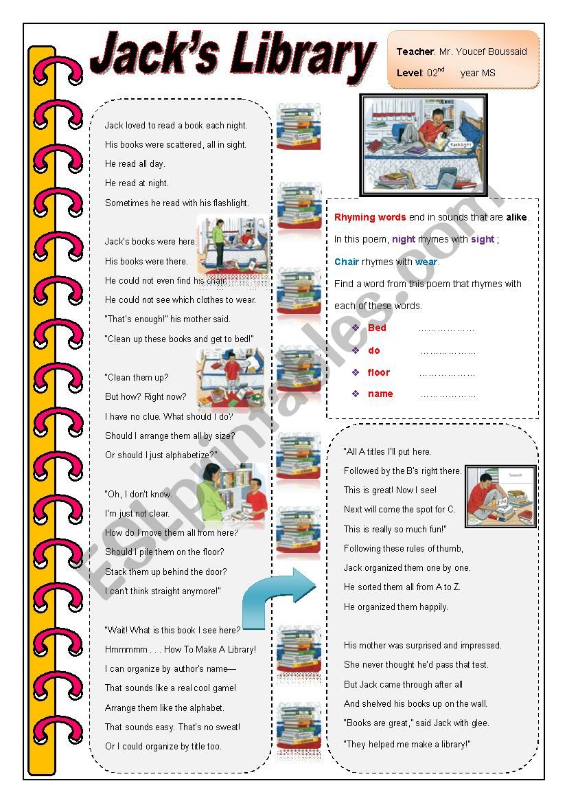 Jackâ€™s Library  worksheet