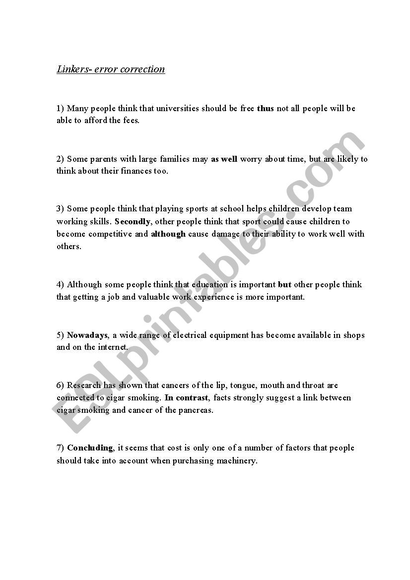 Linking devices worksheet