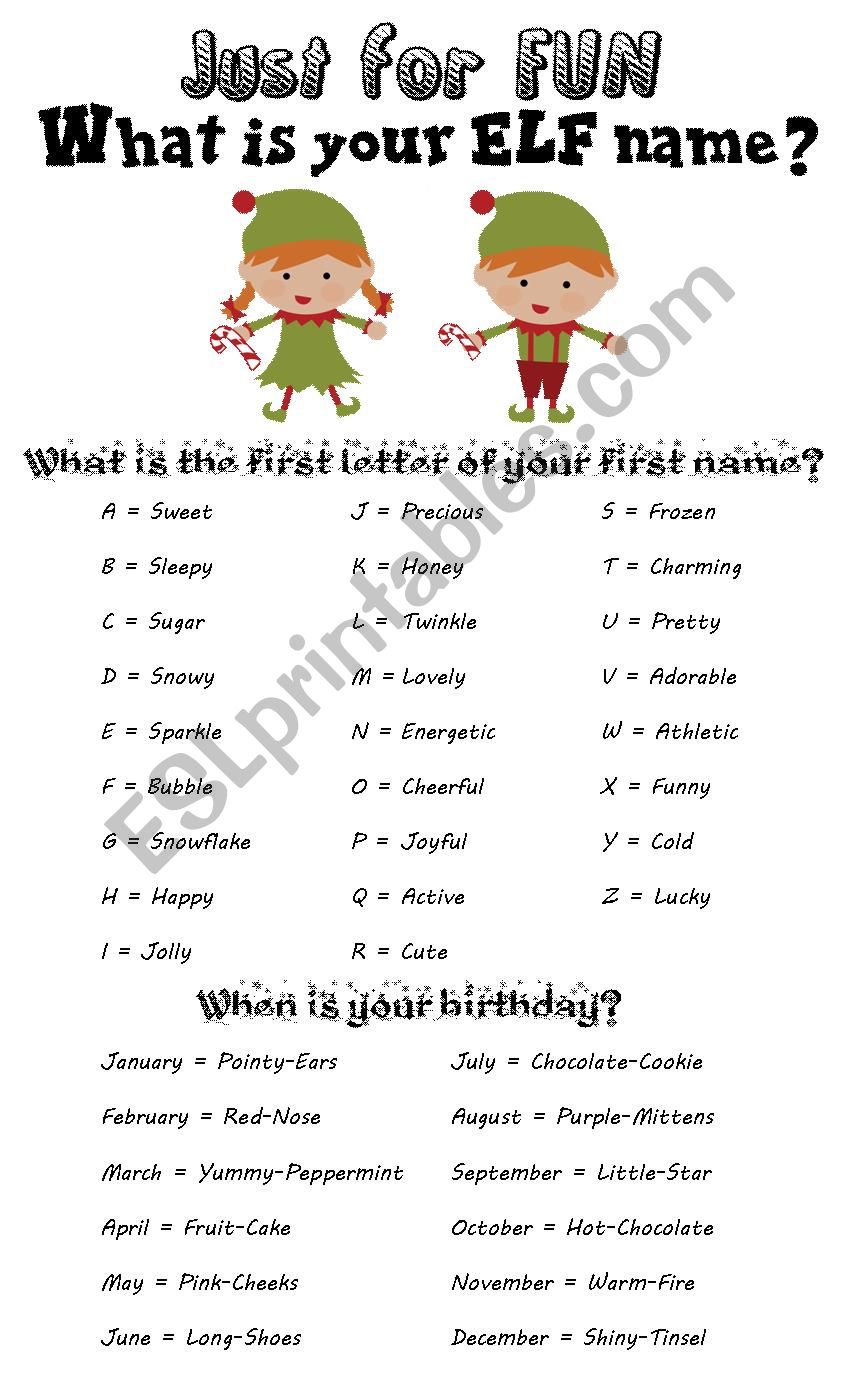 What is your ELF name? (just for fun)