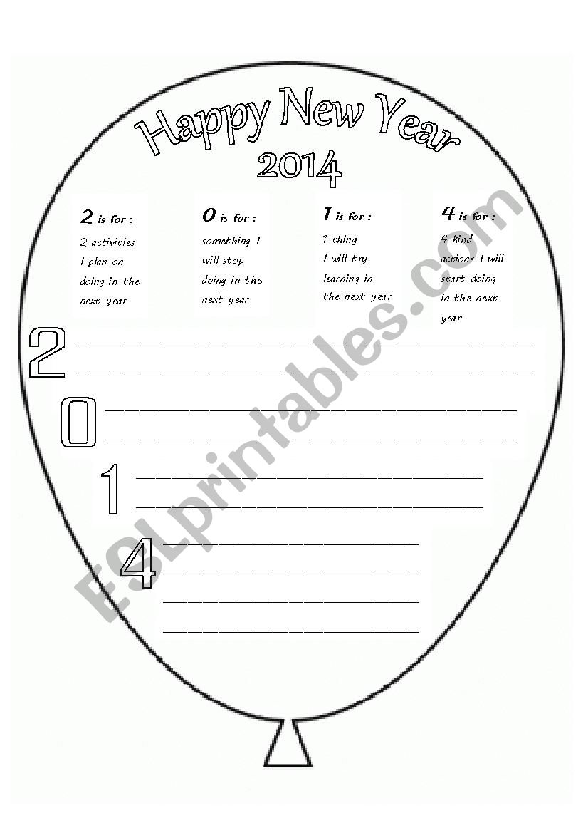 New years resolutions  worksheet