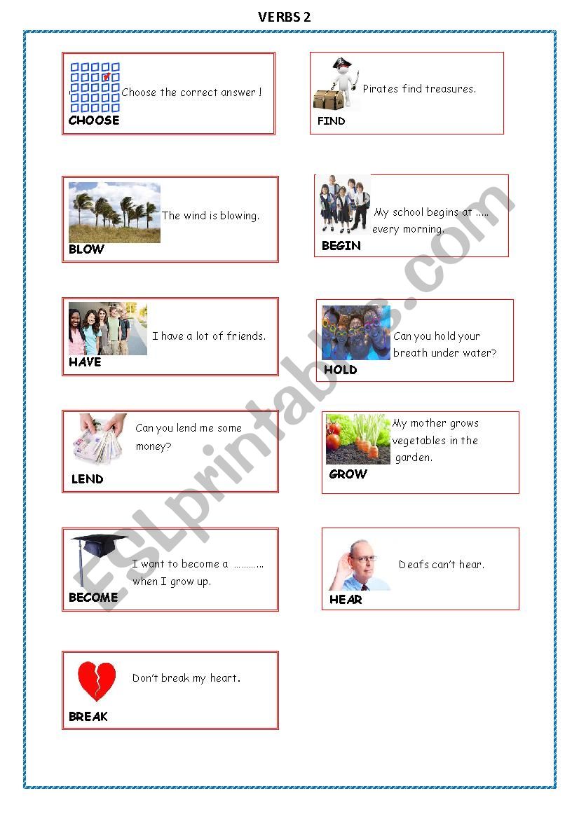 Verbs 2 worksheet