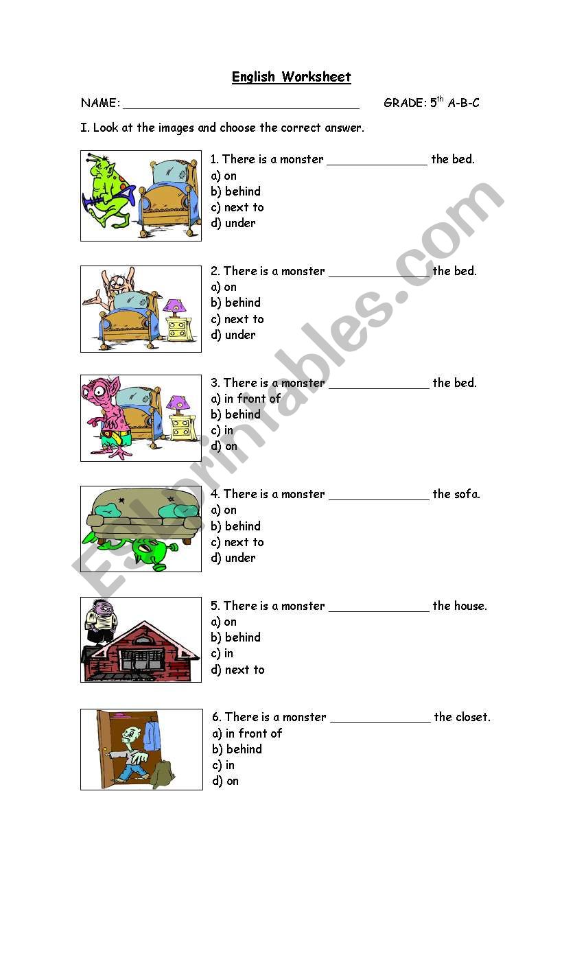 prepositions worksheet