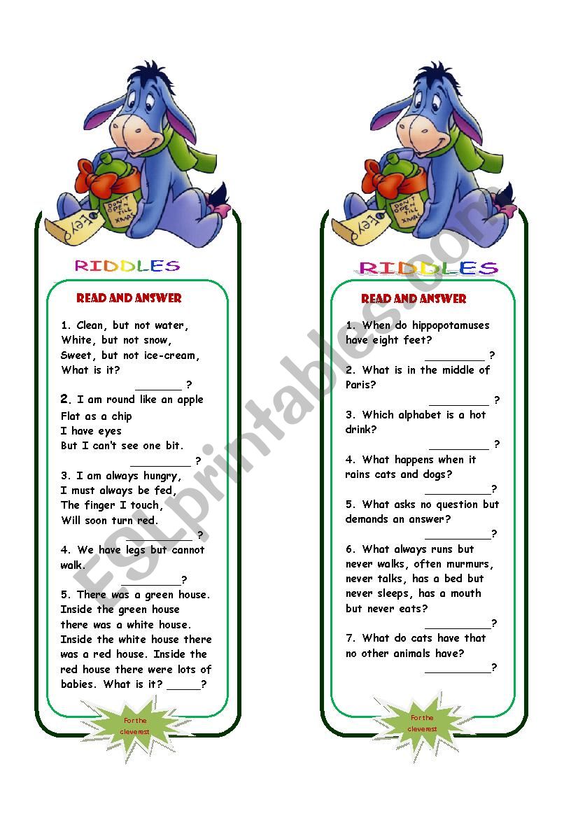 Bookmarks worksheet