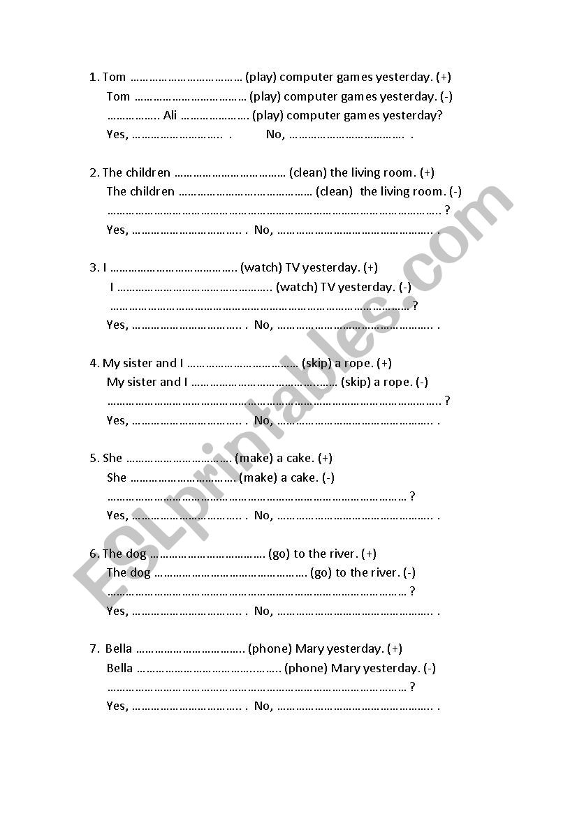 Past Simple Worksheet worksheet