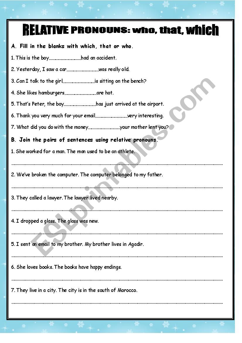 relative pronouns who that which