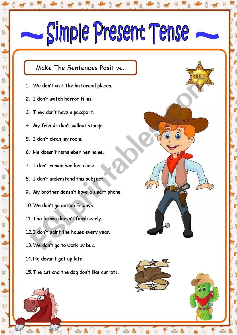 Simple Present Tense Esl Worksheet By Elam