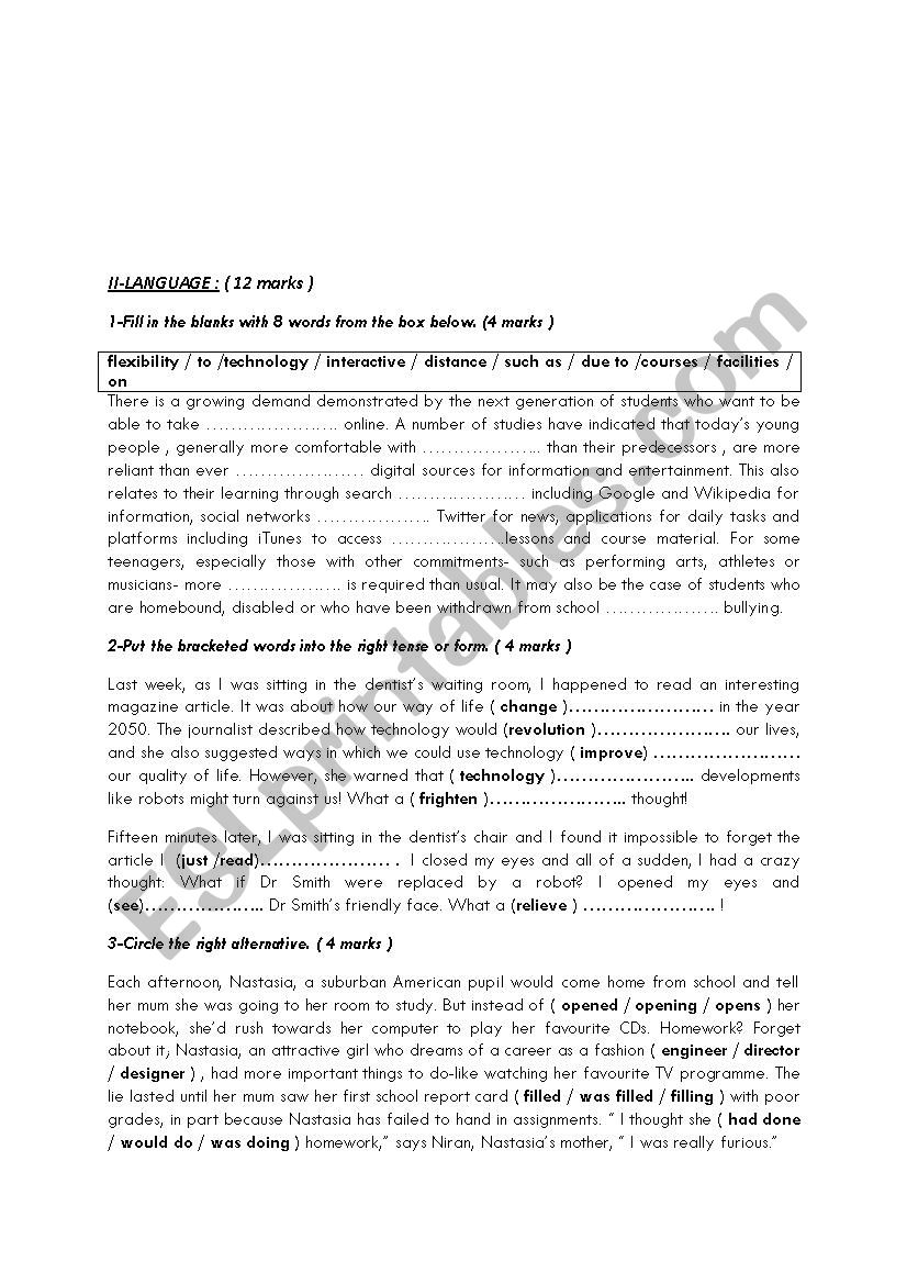 3rd form revision tasks worksheet