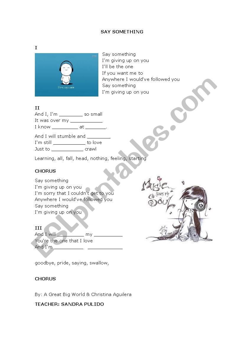 SAY SOMETHING worksheet