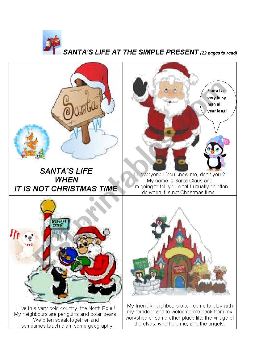 Santas life at the simple present - minibook and exercises