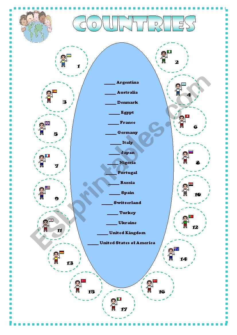 Countries worksheet