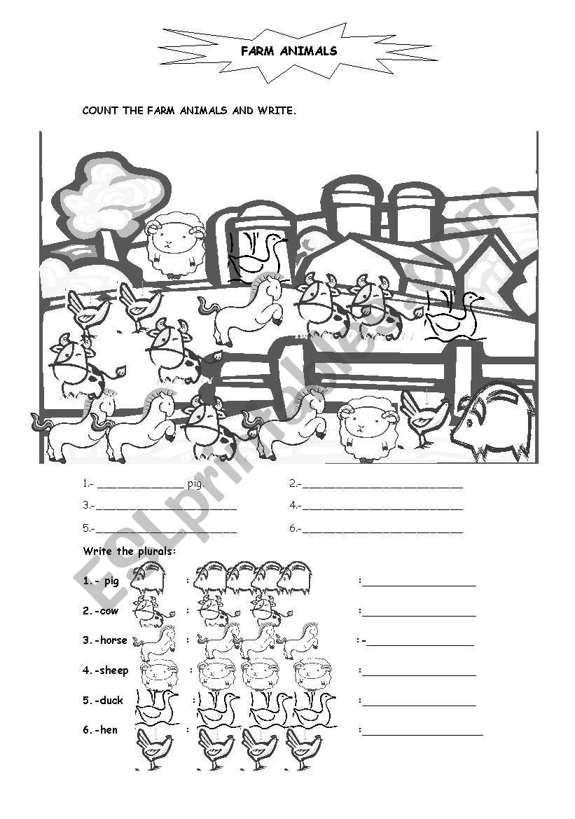 Farm animal.  worksheet