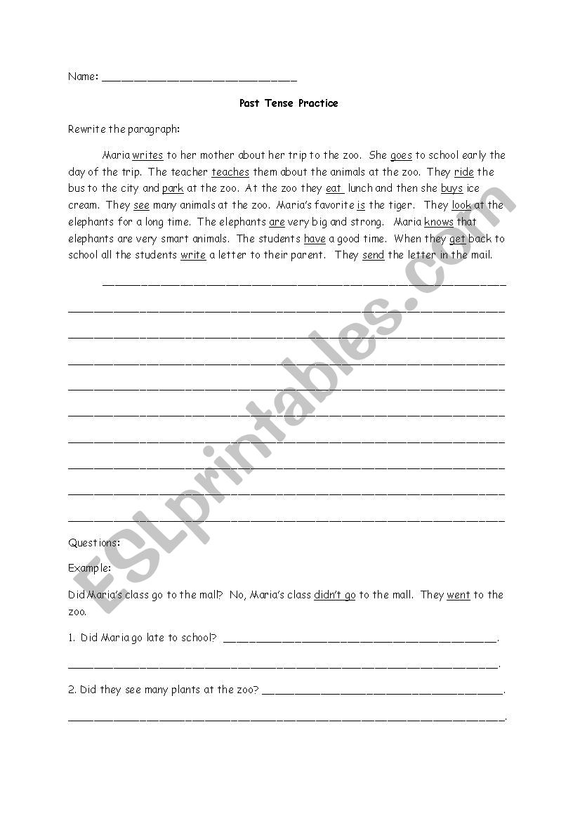 Past Tense Practice worksheet