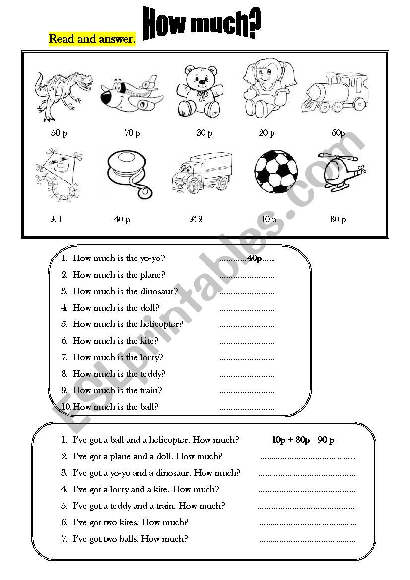 How Much?  worksheet