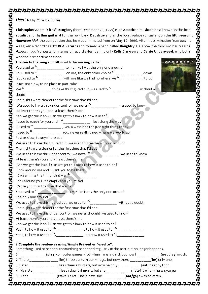 Used to by Chris Draughty worksheet