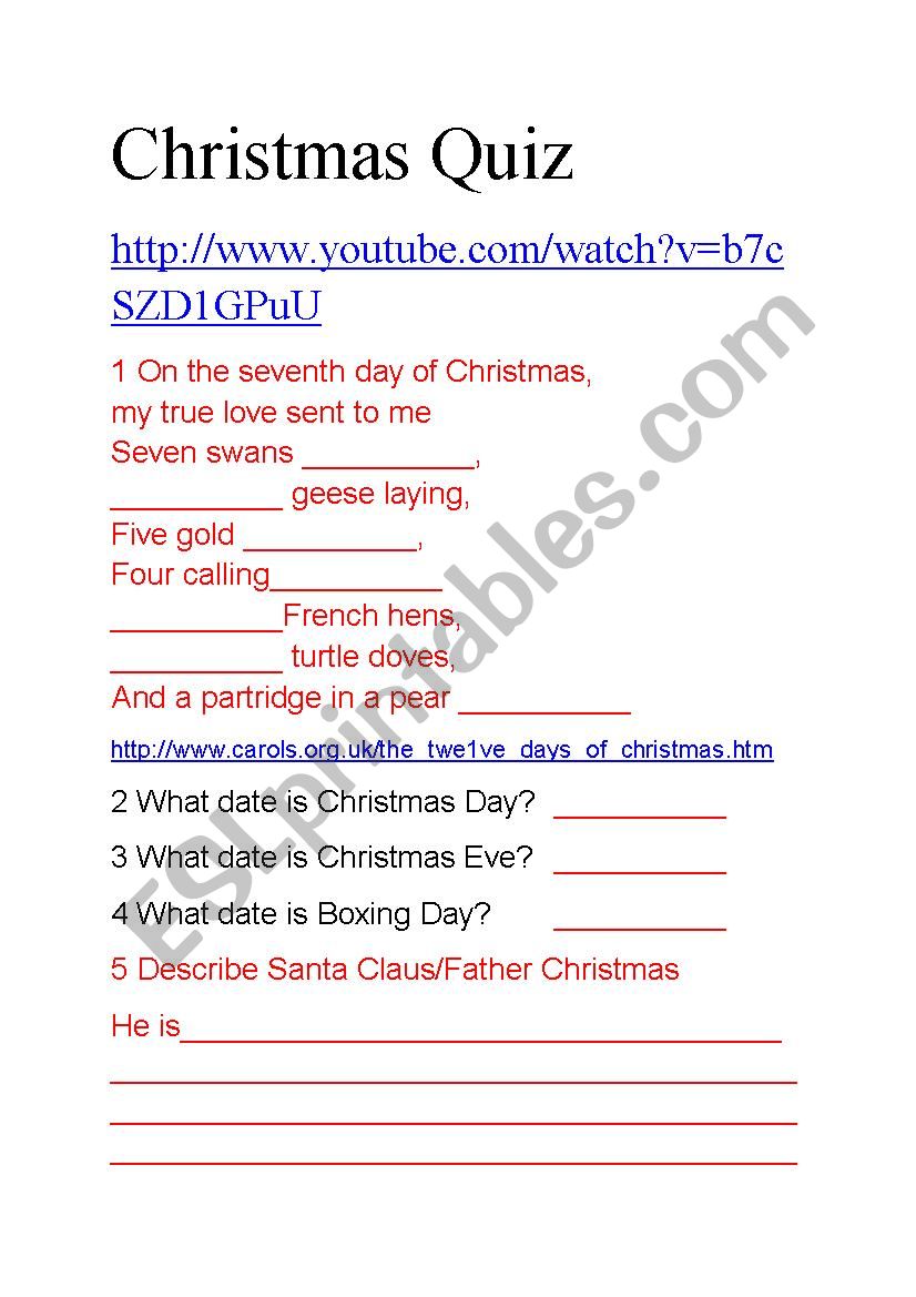 Christmas Quiz worksheet