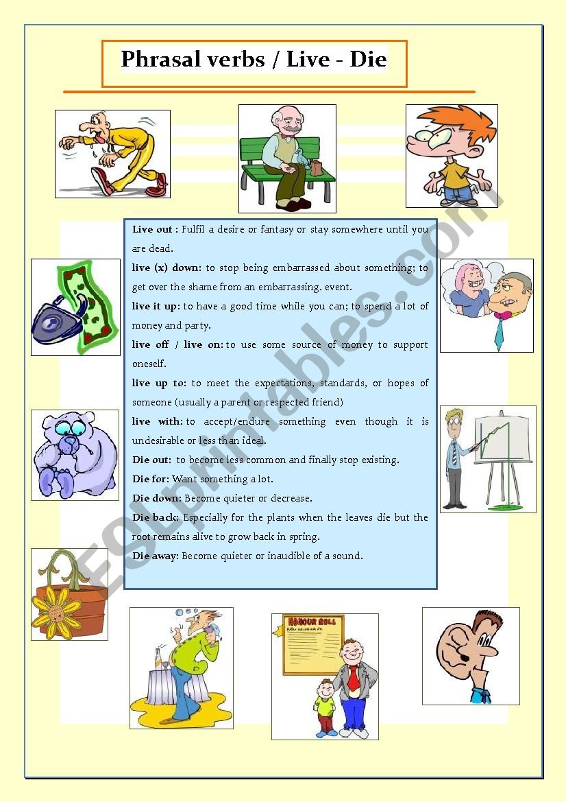 phrasal verbs - live / die worksheet