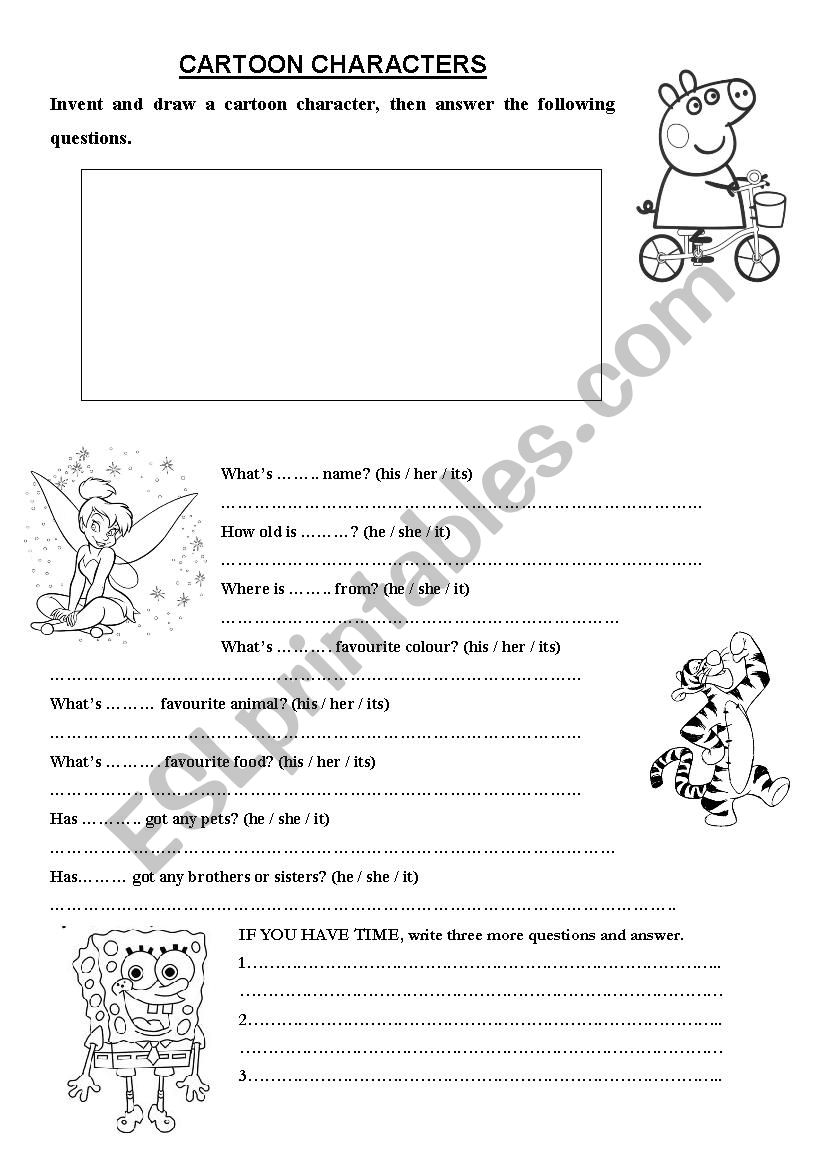 Cartoon Characters worksheet