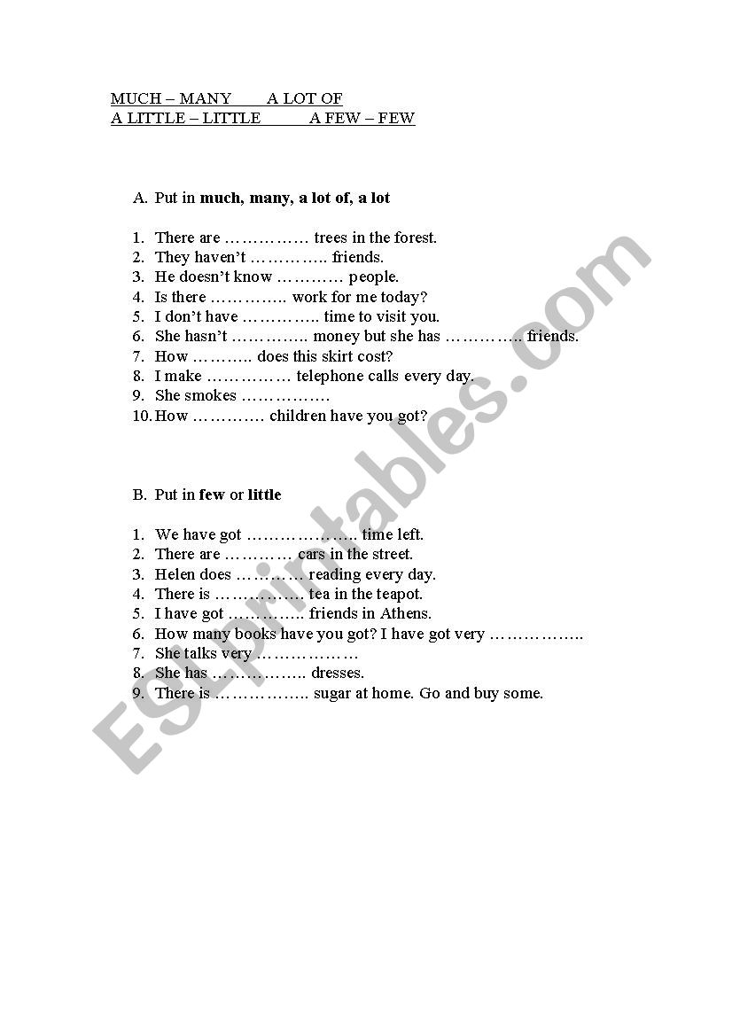 Quantifiers worksheet