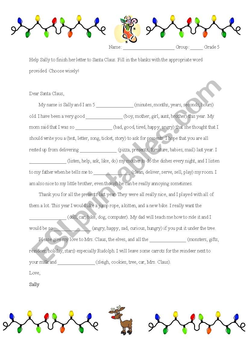 A letter for Santa worksheet