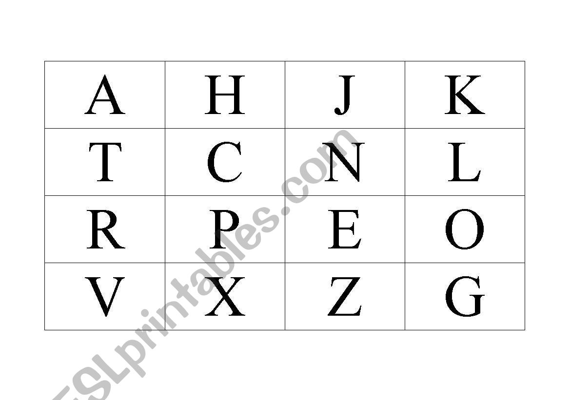 Alphabet Bingo worksheet