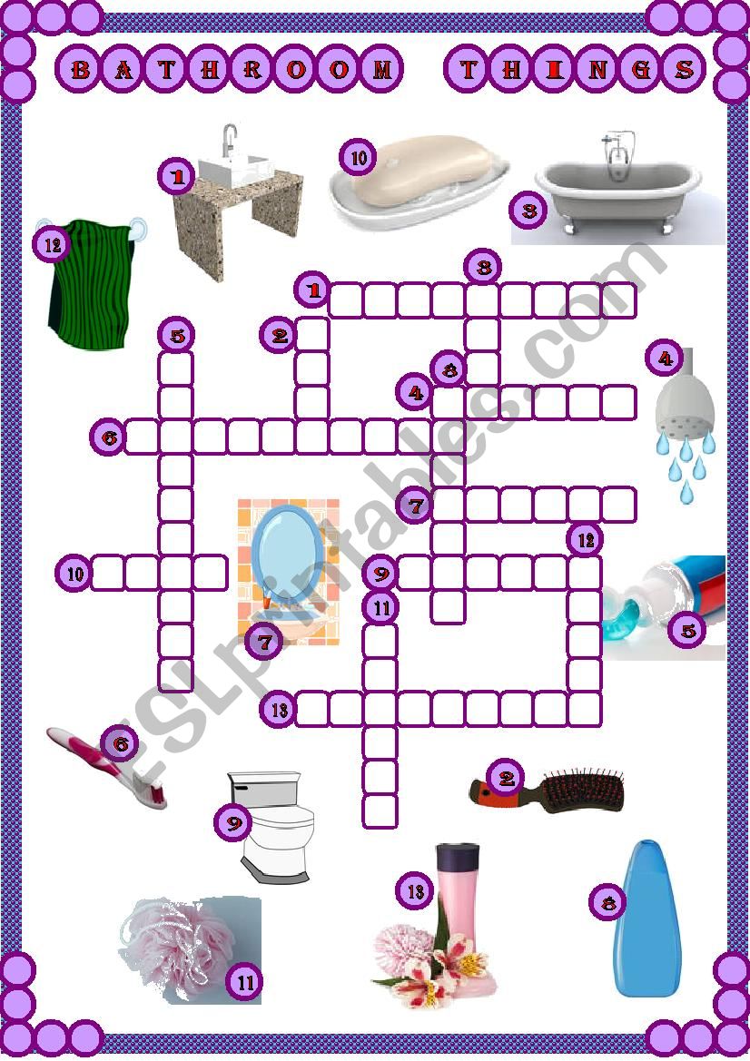 Bathroom things worksheet