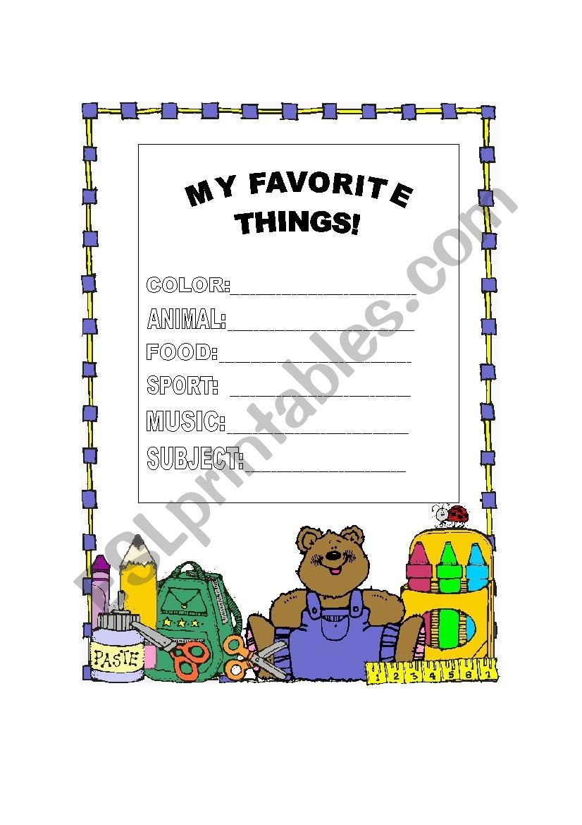 MY FAVORITE THINGS worksheet