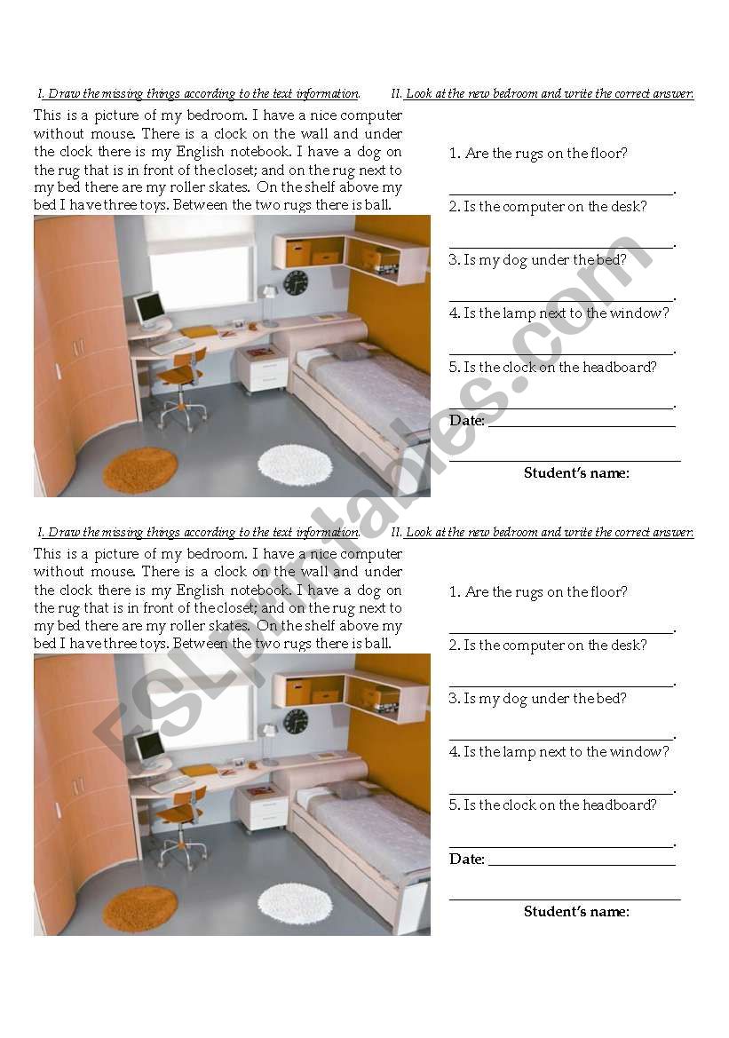 Draw the Objects and Anser the Questions -Prepositions-