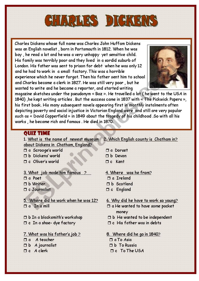 Charles Dickens worksheet