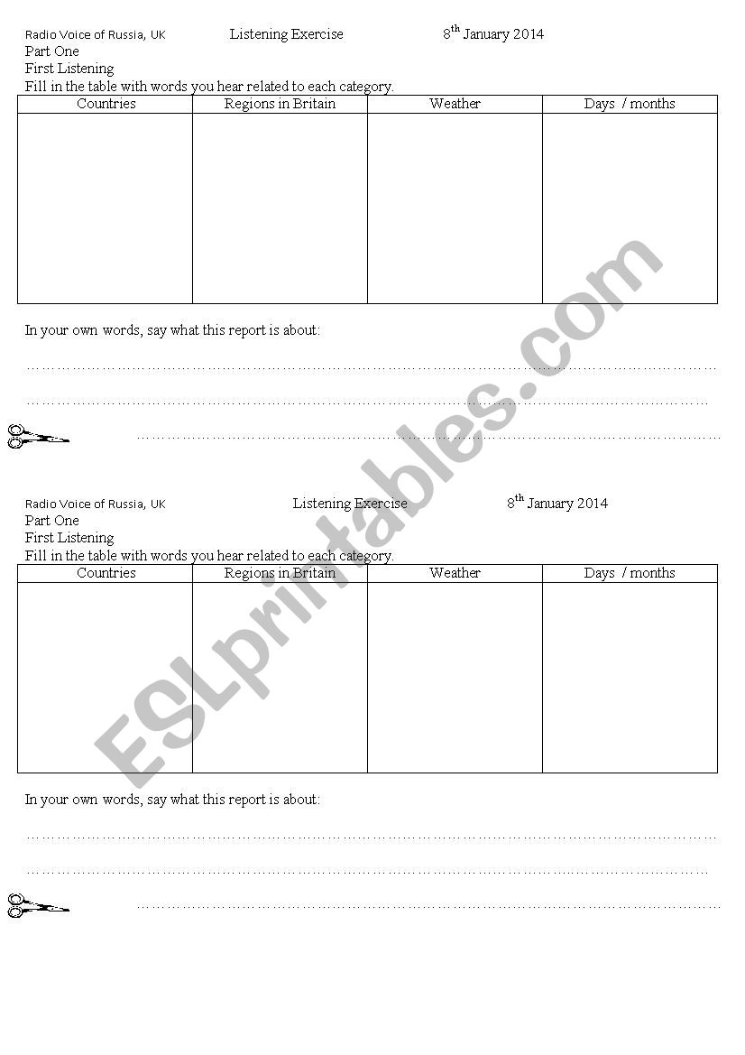 Extreme Weather worksheet