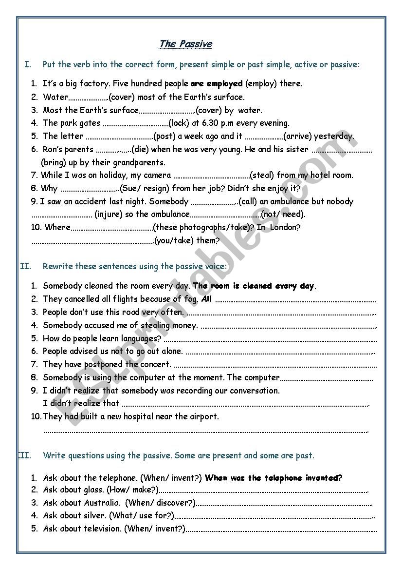 THE PASSIVE worksheet