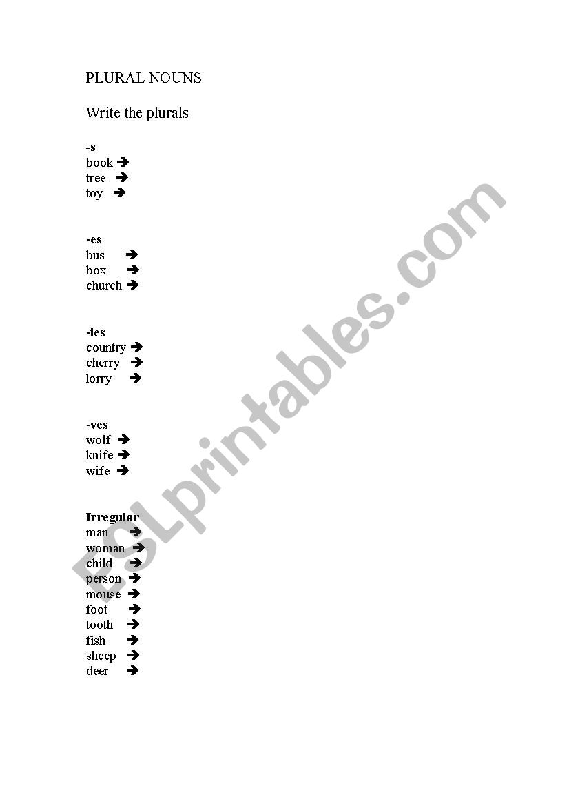 Plural Nouns worksheet