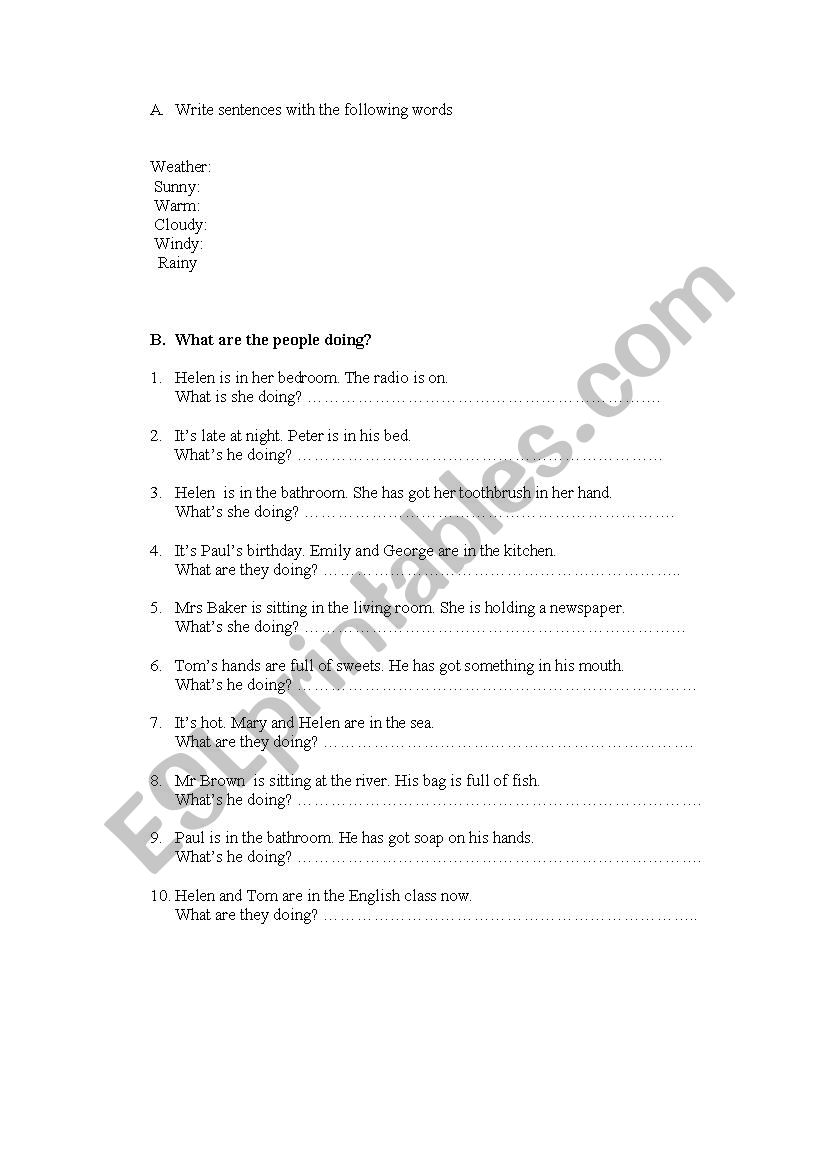 Present Continuous worksheet