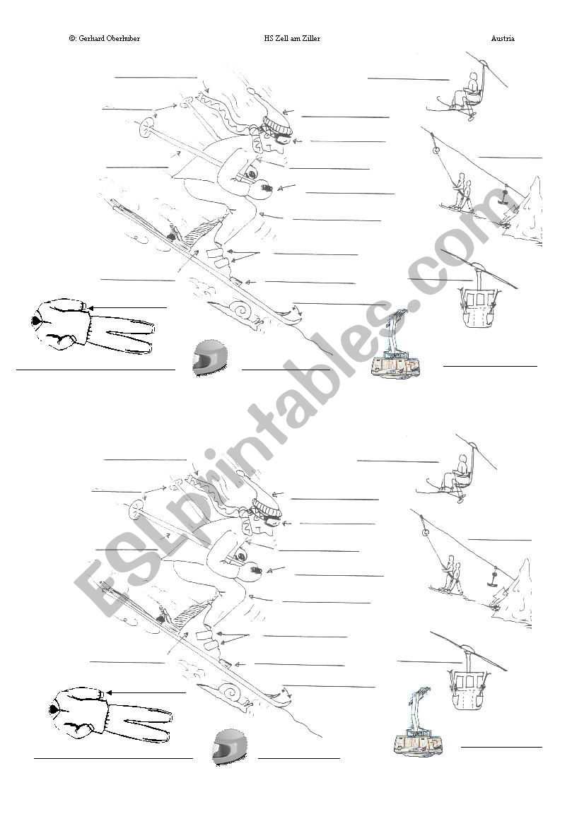 Skiing equipment worksheet