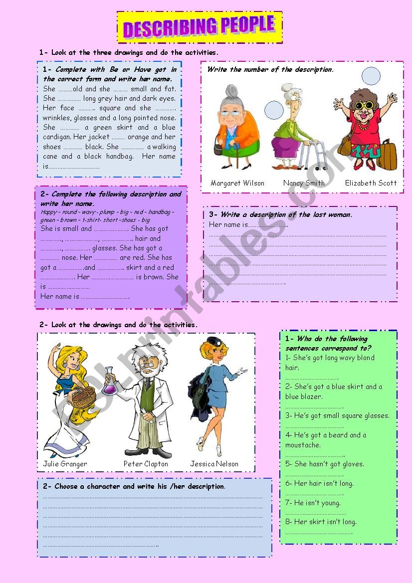 Describing people worksheet