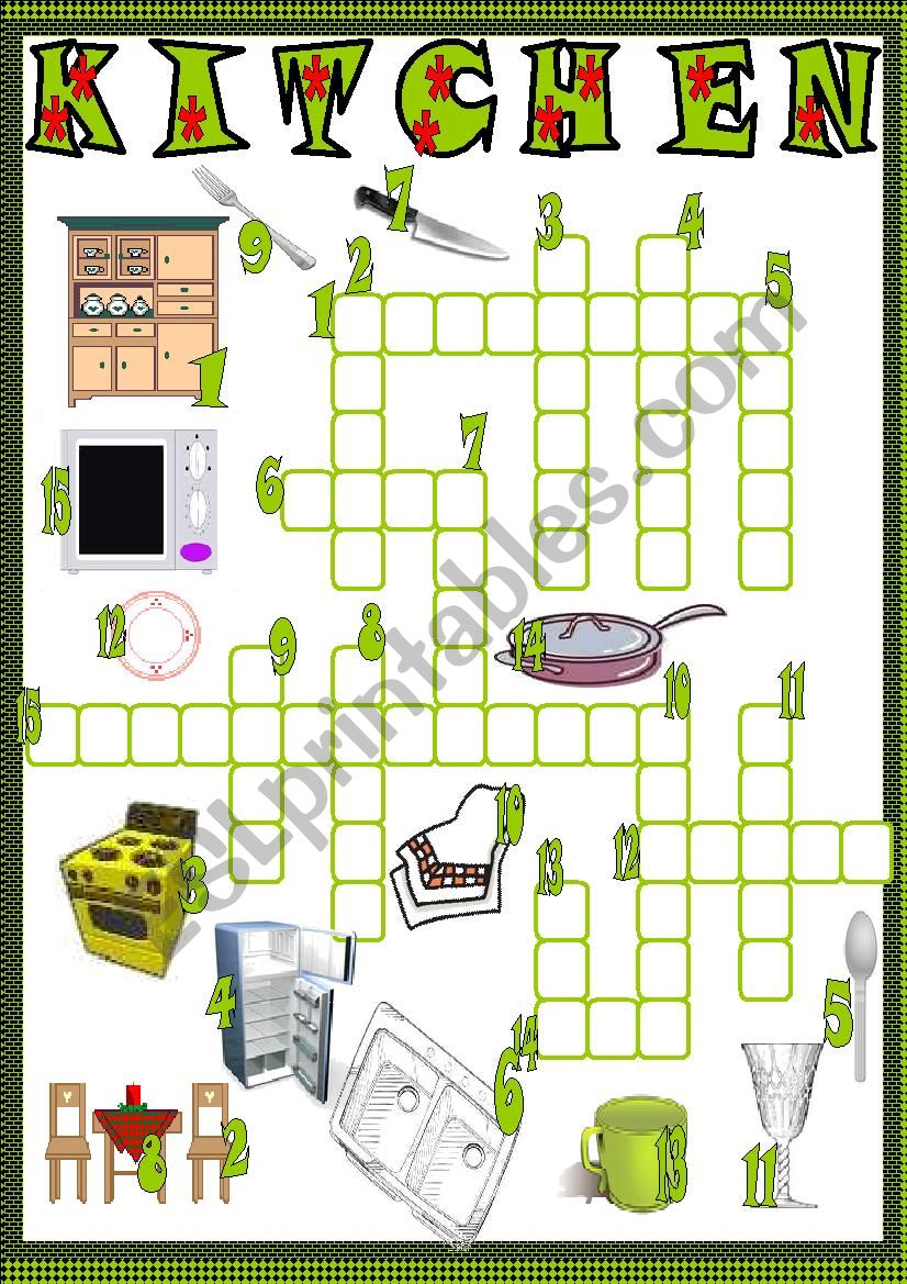 Kitchen things worksheet