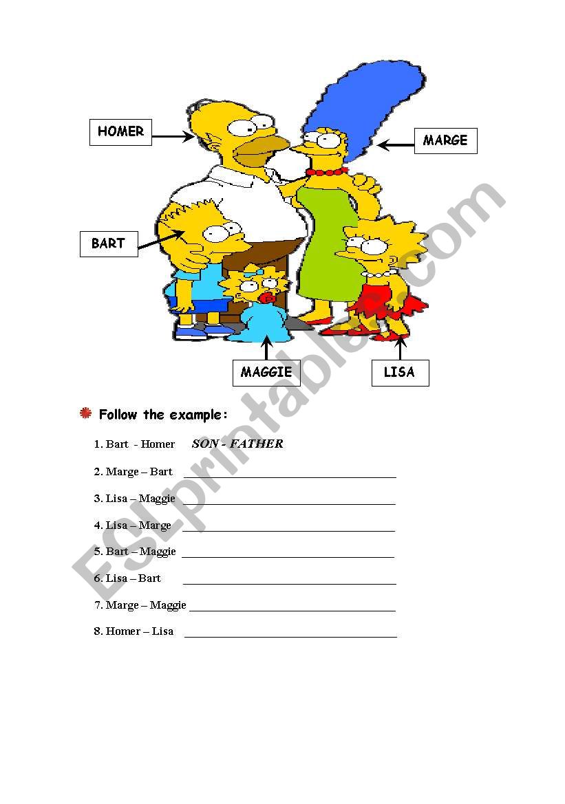 The Simpsons Family worksheet