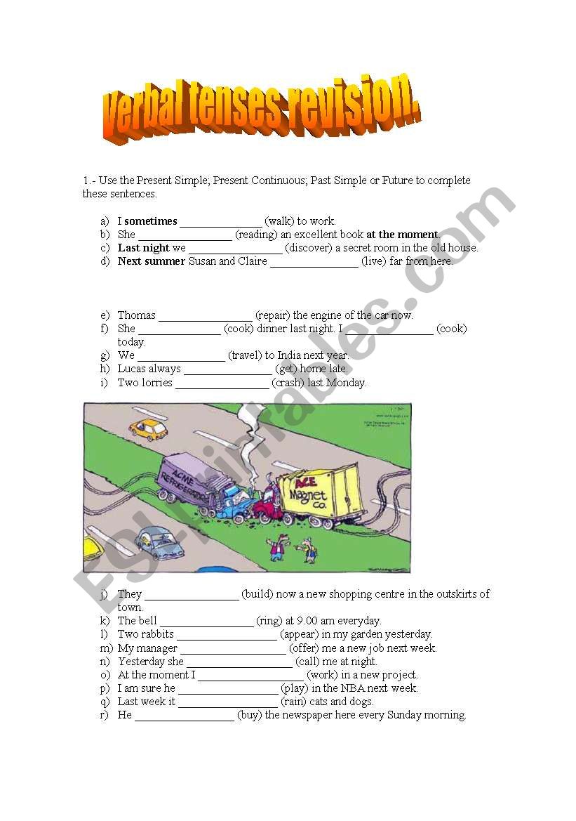 Verb tenses worksheet