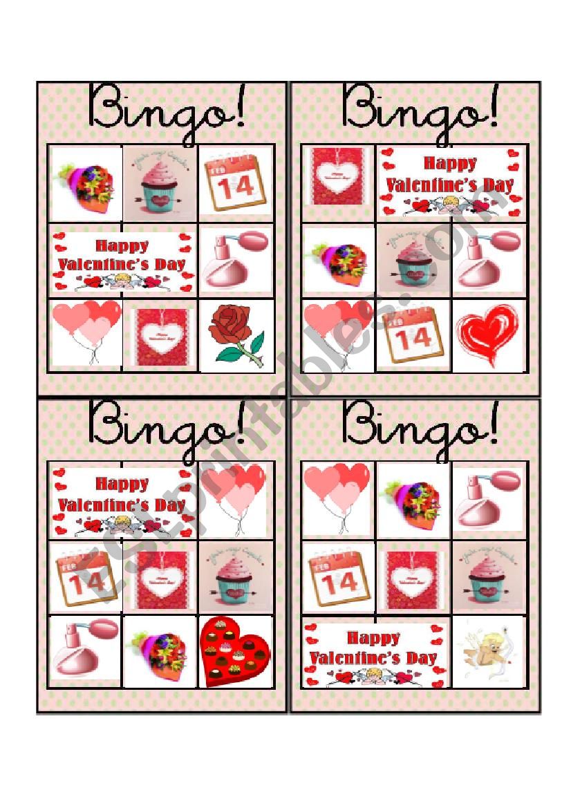 Valentines Day Bingo 3 worksheet