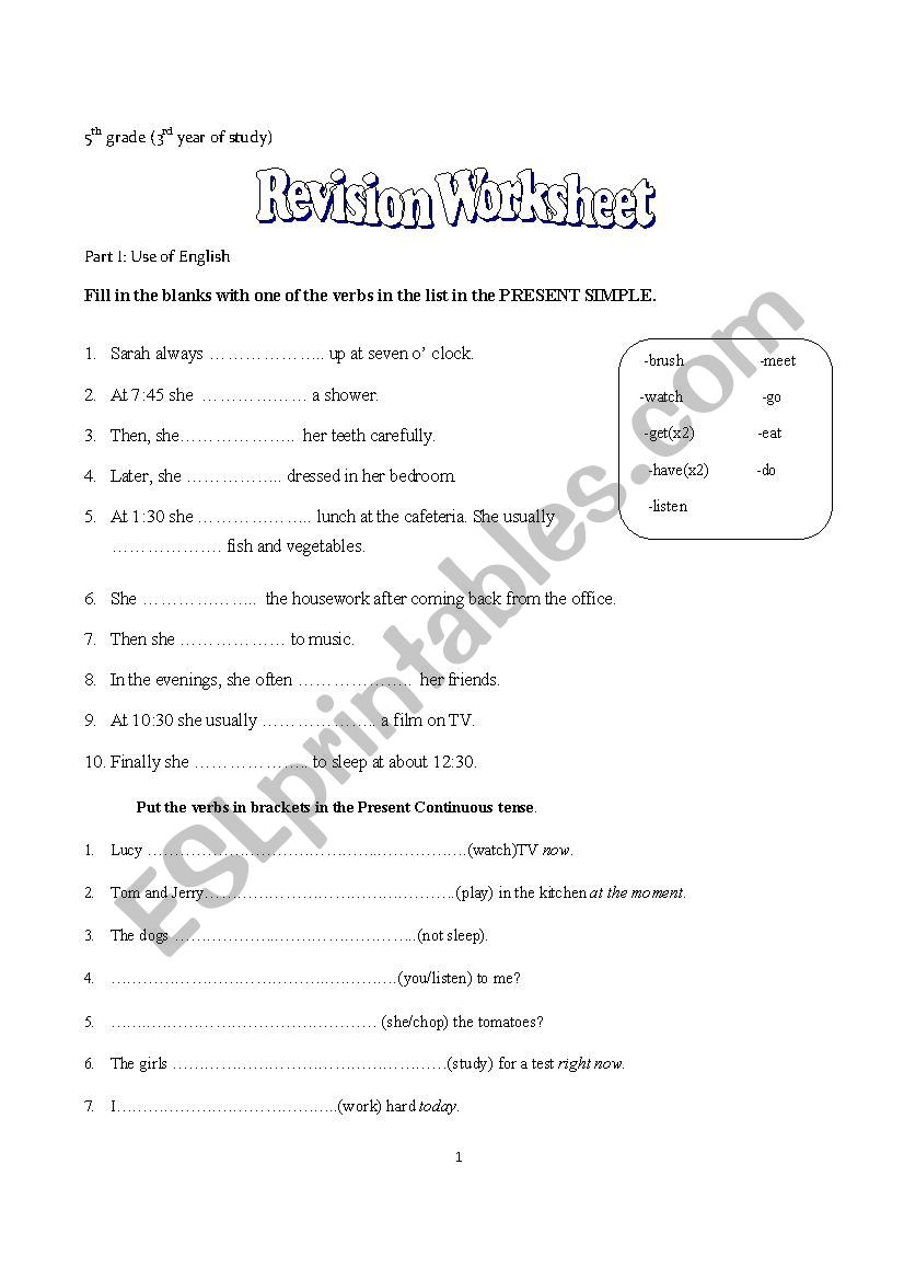 revision worksheet 3 worksheet