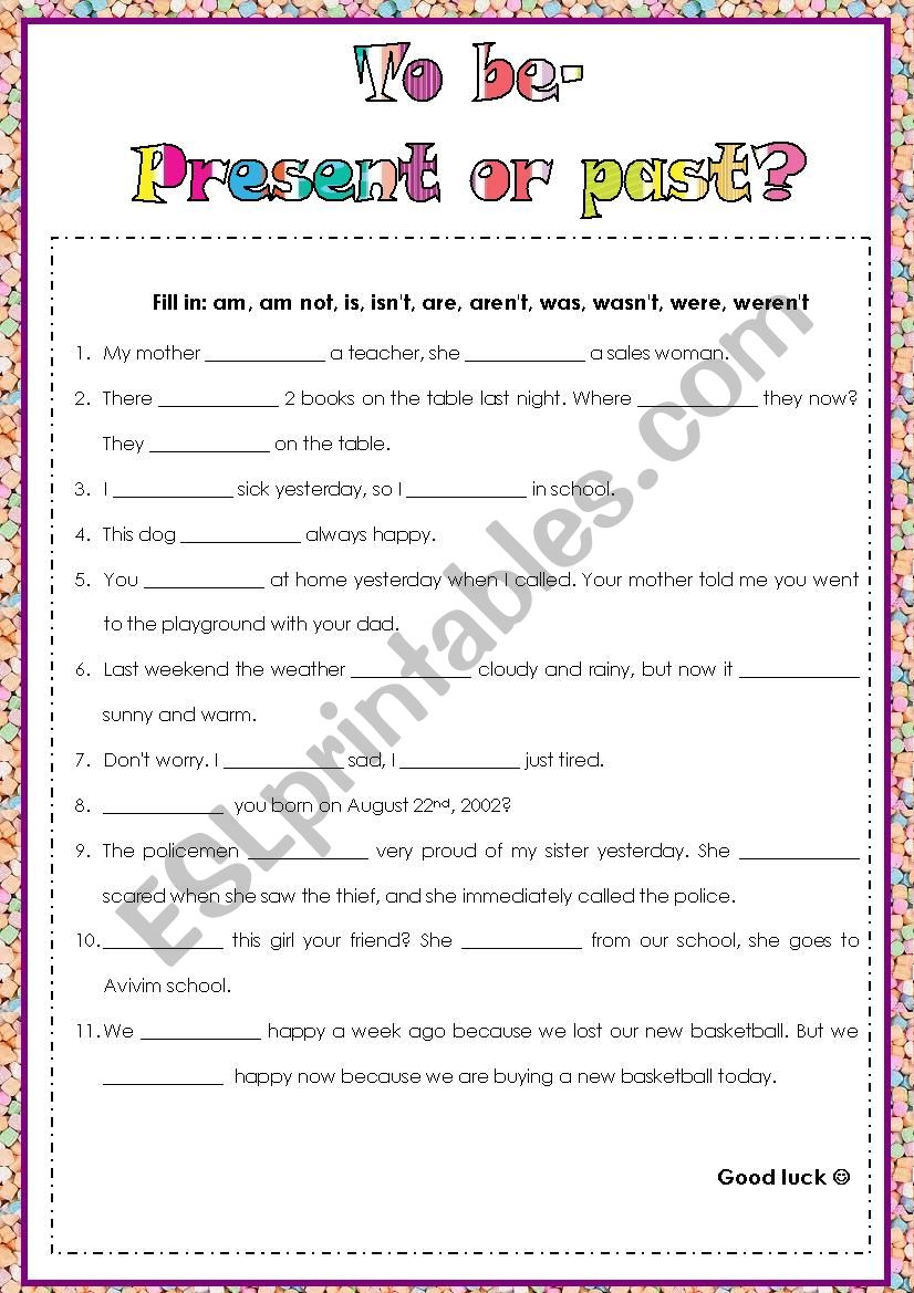 Verb to be- present and past forms