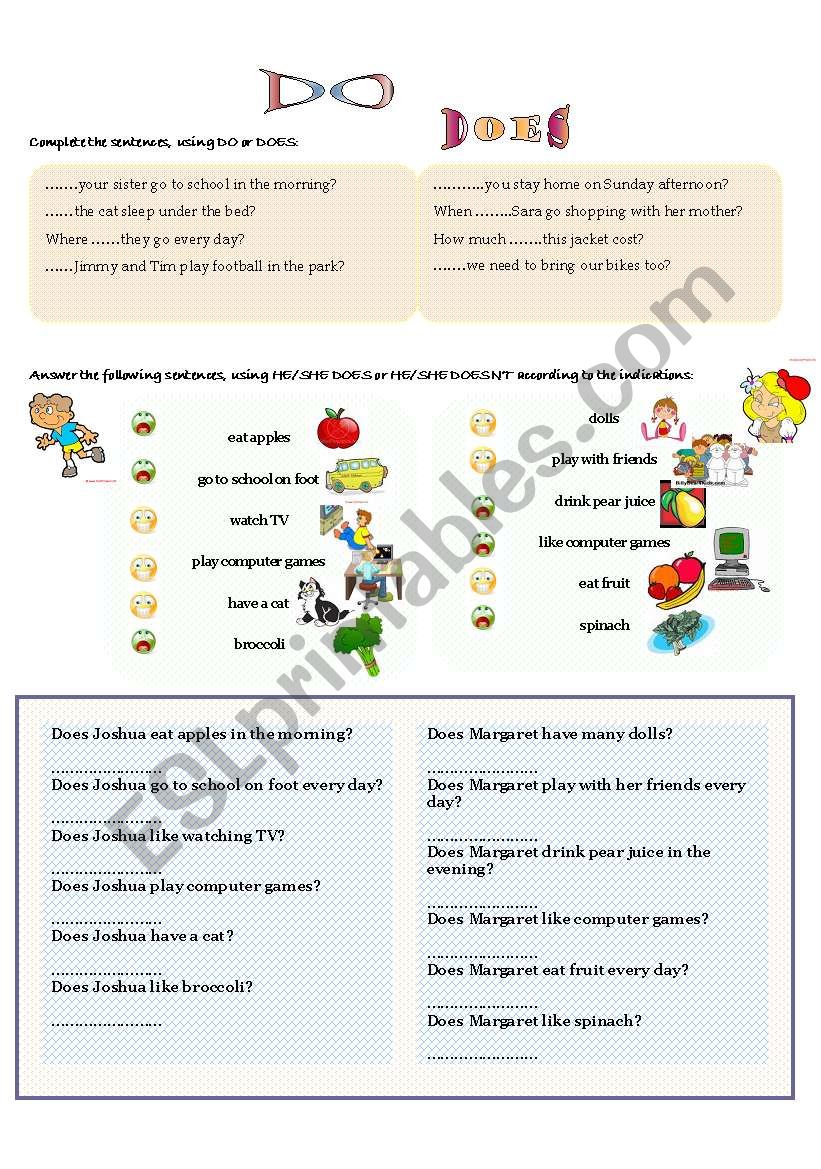 DO -- DOES worksheet