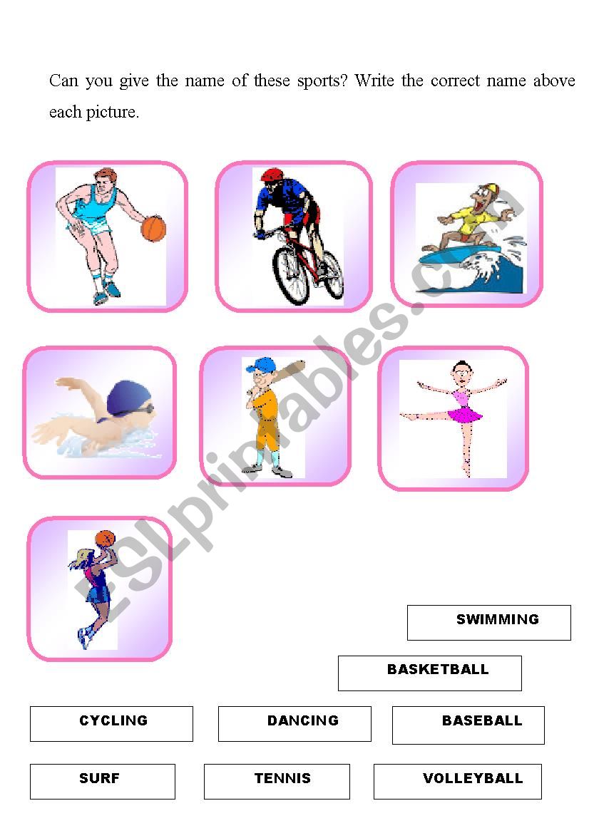 Most Common Sports worksheet