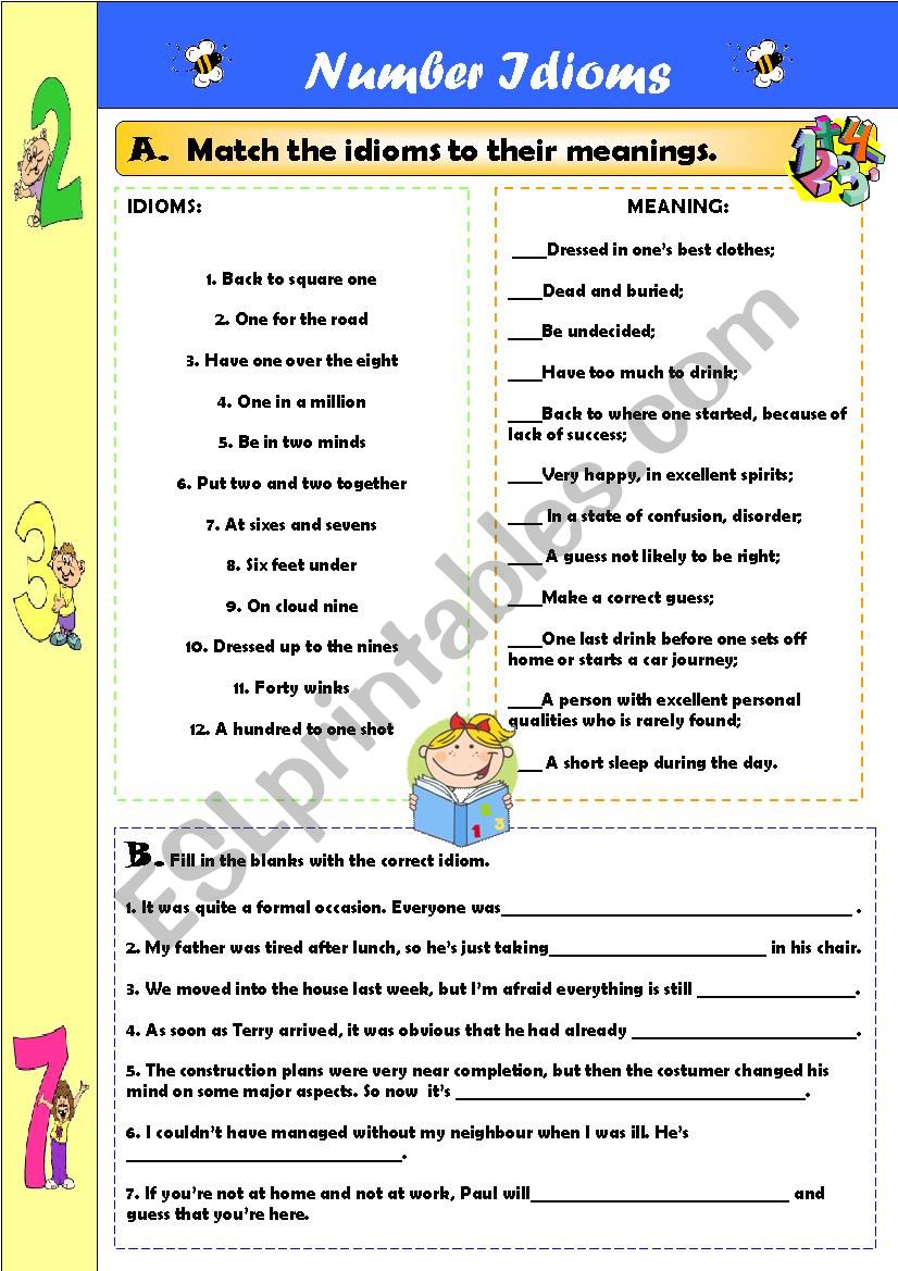 Number Idioms worksheet