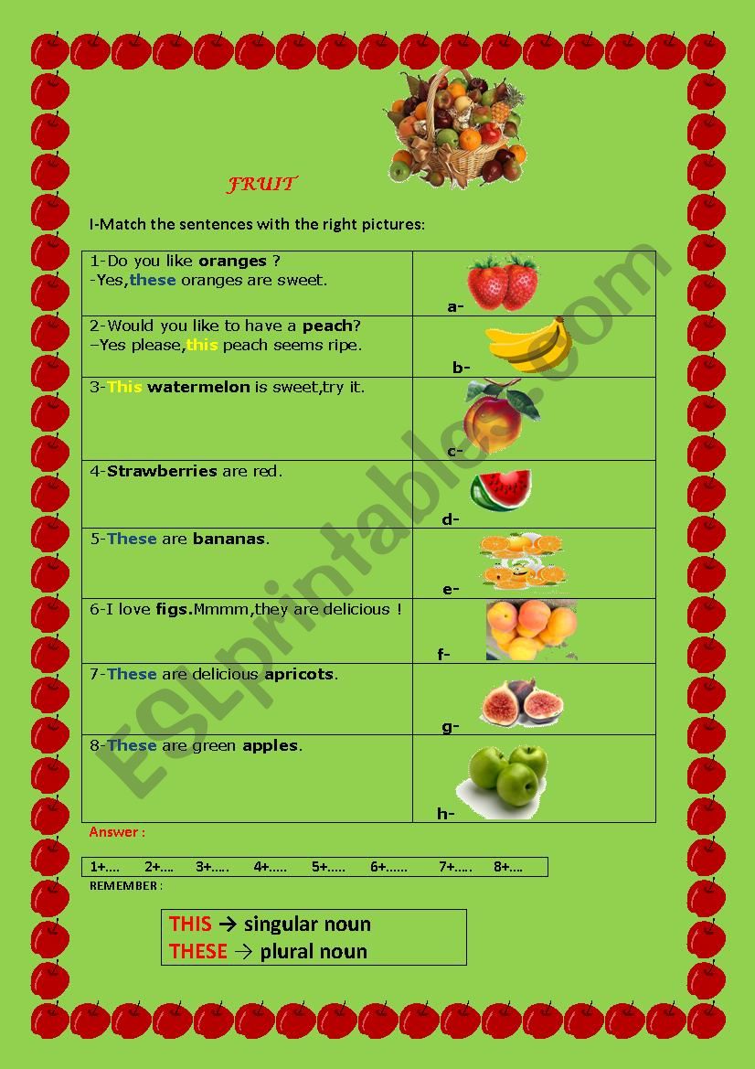 Fruit worksheet