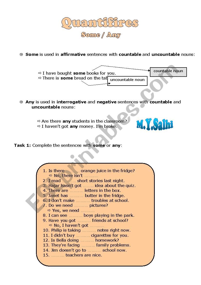 Some or Any? worksheet