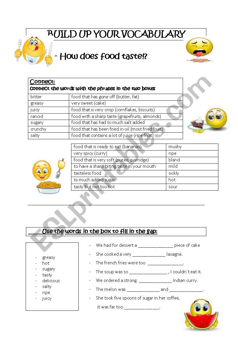 food worksheet