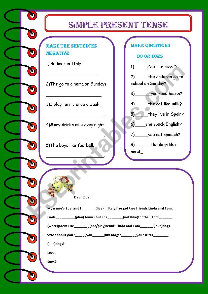 Simple Present Tense Esl Worksheet By My Miracle