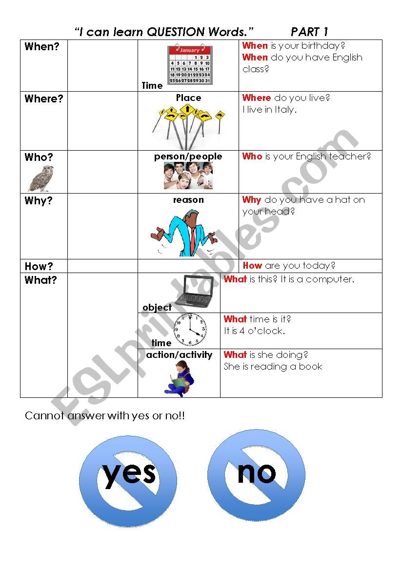 WH Questions worksheet