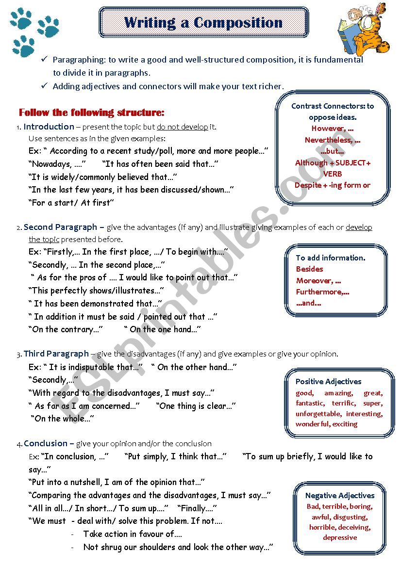 Writing a composition - ESL worksheet by Marycris