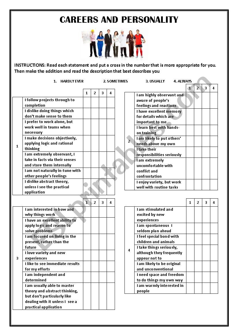 Career Personality Test Free Printable Printable Form Templates And Letter Career Personality Test Free Printable Printable Form Templates And Letter